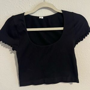 Forever 21 Black Ribbed Crop Top